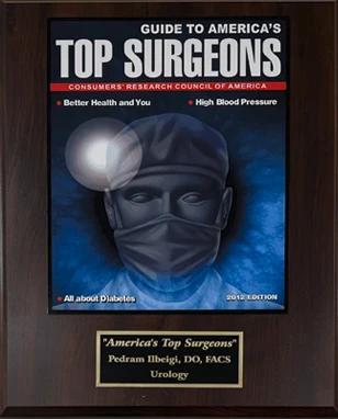 Top Surgeons Urology Award plaque